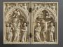 Diptych, 1 register, 1 arch across, bands of rosettes (plaquettes; décor de roses; colonnettes) (Front, open)