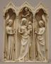 Centre panel with gables (fragment of a polyptych), 1 register, 3 arches across (colonnettes; tabernacle; frise d'arcatures) (Front)