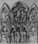 Triptych, 2 registers, with arches and bands of roses (décor de roses; colonnettes; frise d'arcatures); known as Triptyque de Saint-Sulpice-du-Tarn (Front)
