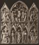Triptych, 2 registers, with arches and bands of roses (décor de roses; colonnettes; frise d'arcatures); known as Triptyque de Saint-Sulpice-du-Tarn (Front)
