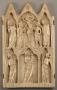 Gabled centre panel (fragment of a triptych), 2 registers, 3 arches across (frise d'arcatures; colonnettes) (Front)