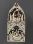 Gabled centre panel, bands of rosettes (fragment of polyptych or tabernacle; décor de roses; colonnettes) (Front)